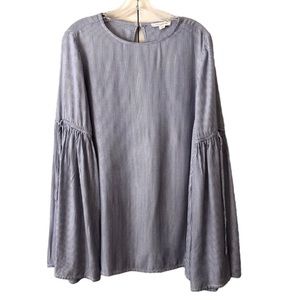 BLL BOHO Wide Sleeve Blue and White Striped Tunic